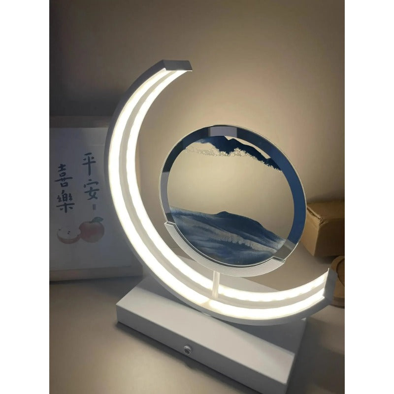 LED Moving Sand Art Table Lamp – 3D Quicksand Hourglass Night Ligh