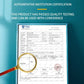 Quality assurance certification document with magnifying glass and testing approval notice