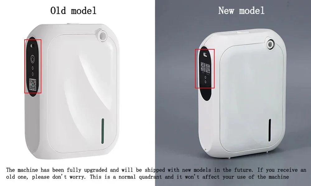 Comparison of old and new compact smart home appliance models with updated control panel design