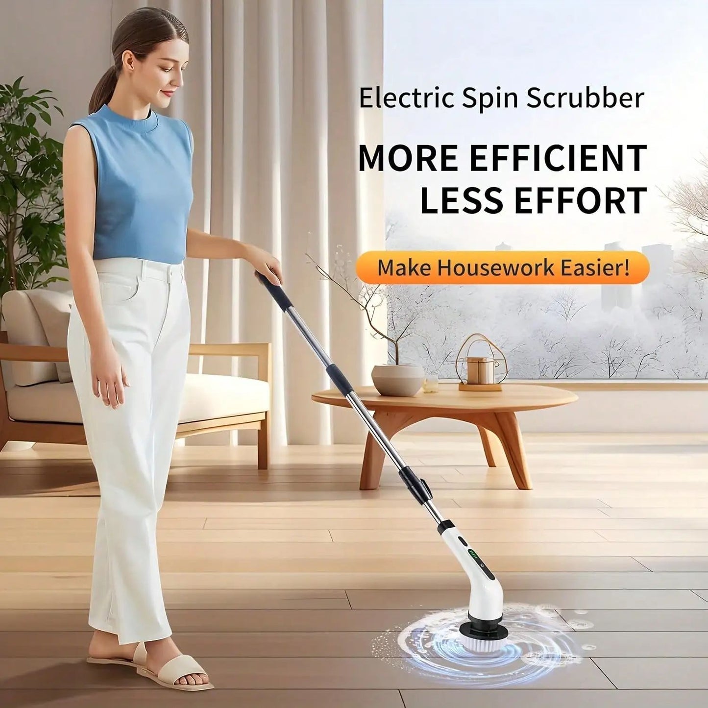 PUFTEM Cordless Electric Spin Scrubber with Battery Display