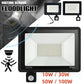 LED motion sensor floodlight for outdoor security, IP66 waterproof, available in 10W to 100W