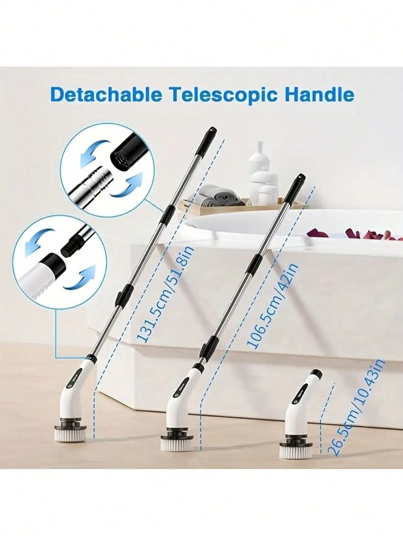 PUFTEM Cordless Electric Spin Scrubber with Battery Display
