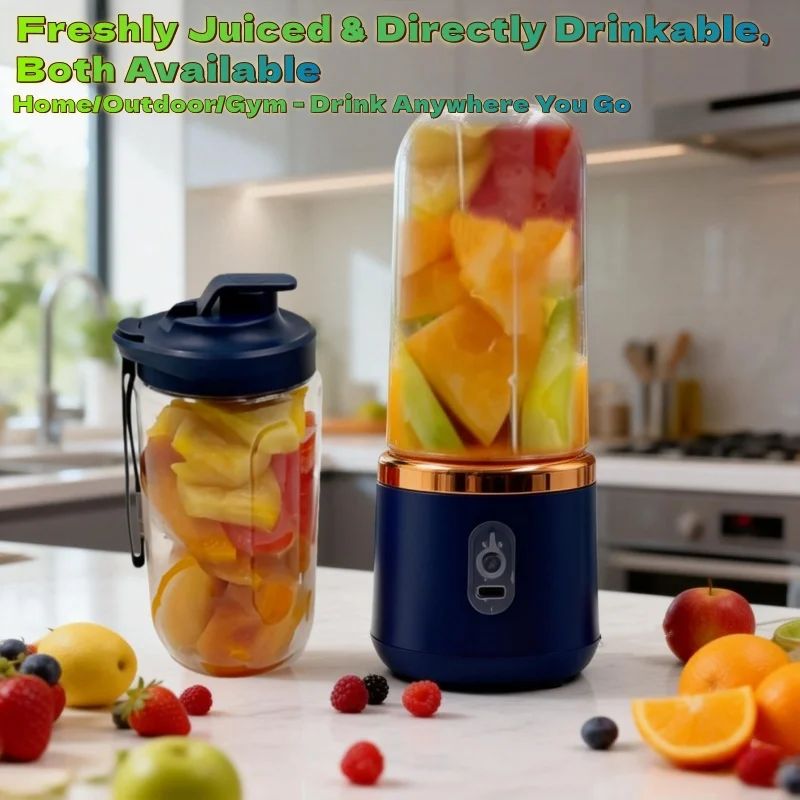 Portable Wireless USB Rechargeable Juicer Blender Bottle – Multi-Blade Smoothie Maker