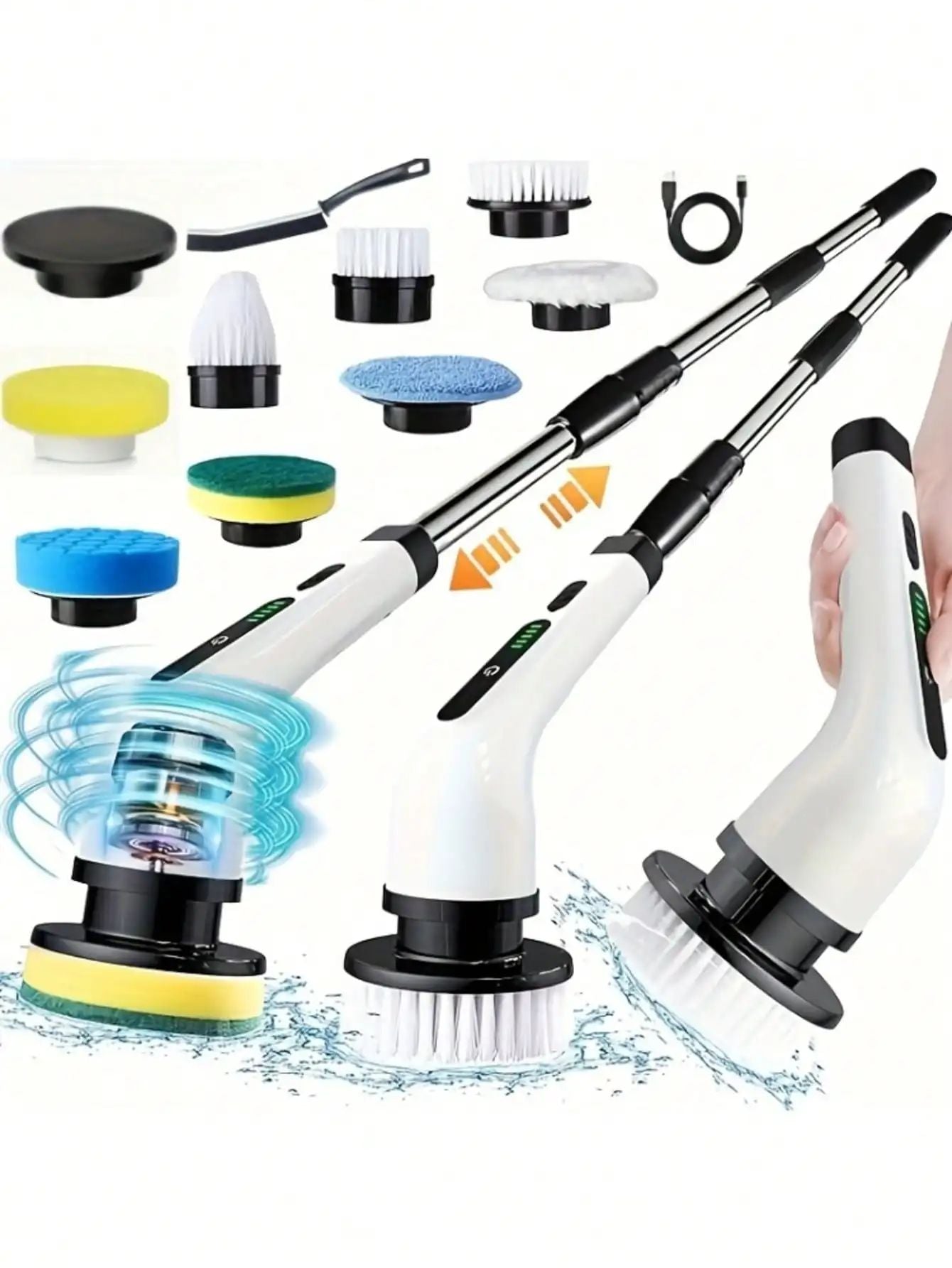 PUFTEM Cordless Electric Spin Scrubber with Battery Display