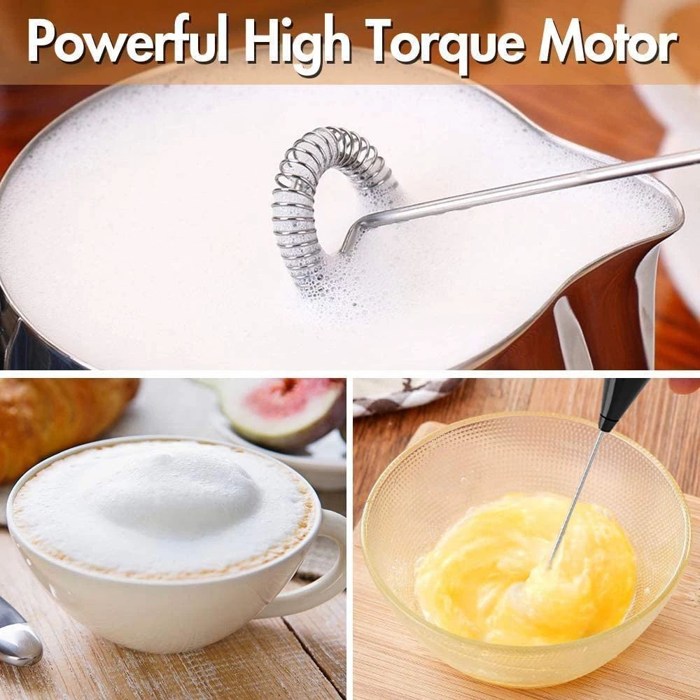 Premium Electric Milk Frother Whisk with Smart Silicone Ring