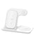 White multi-device wireless charging station for smartphone, earbuds, and smartwatch