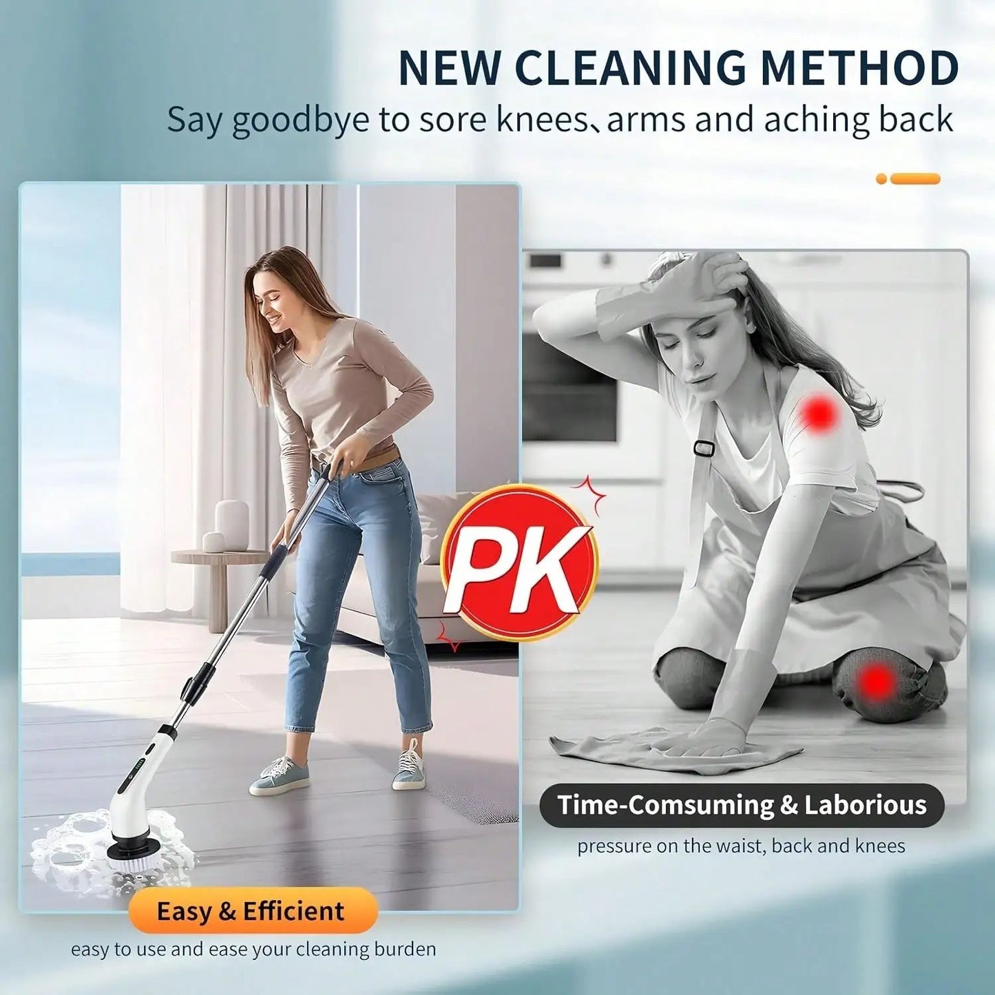 PUFTEM Cordless Electric Spin Scrubber with Battery Display