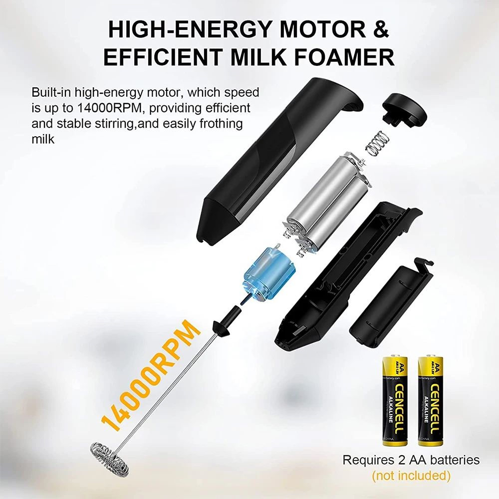 Premium Electric Milk Frother Whisk with Smart Silicone Ring