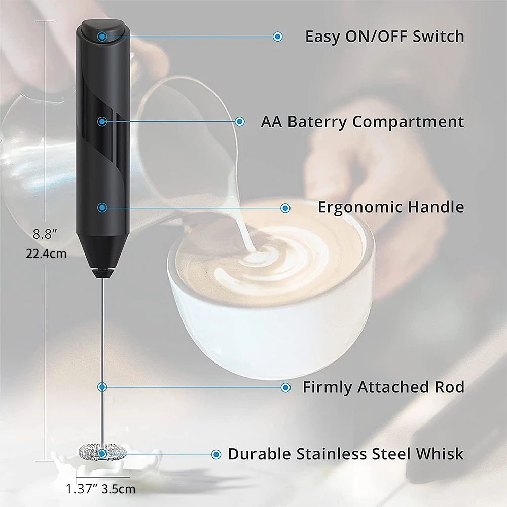 Premium Electric Milk Frother Whisk with Smart Silicone Ring