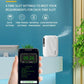 Smart home fragrance diffuser with Bluetooth app control, smartphone in hand, modern interior.