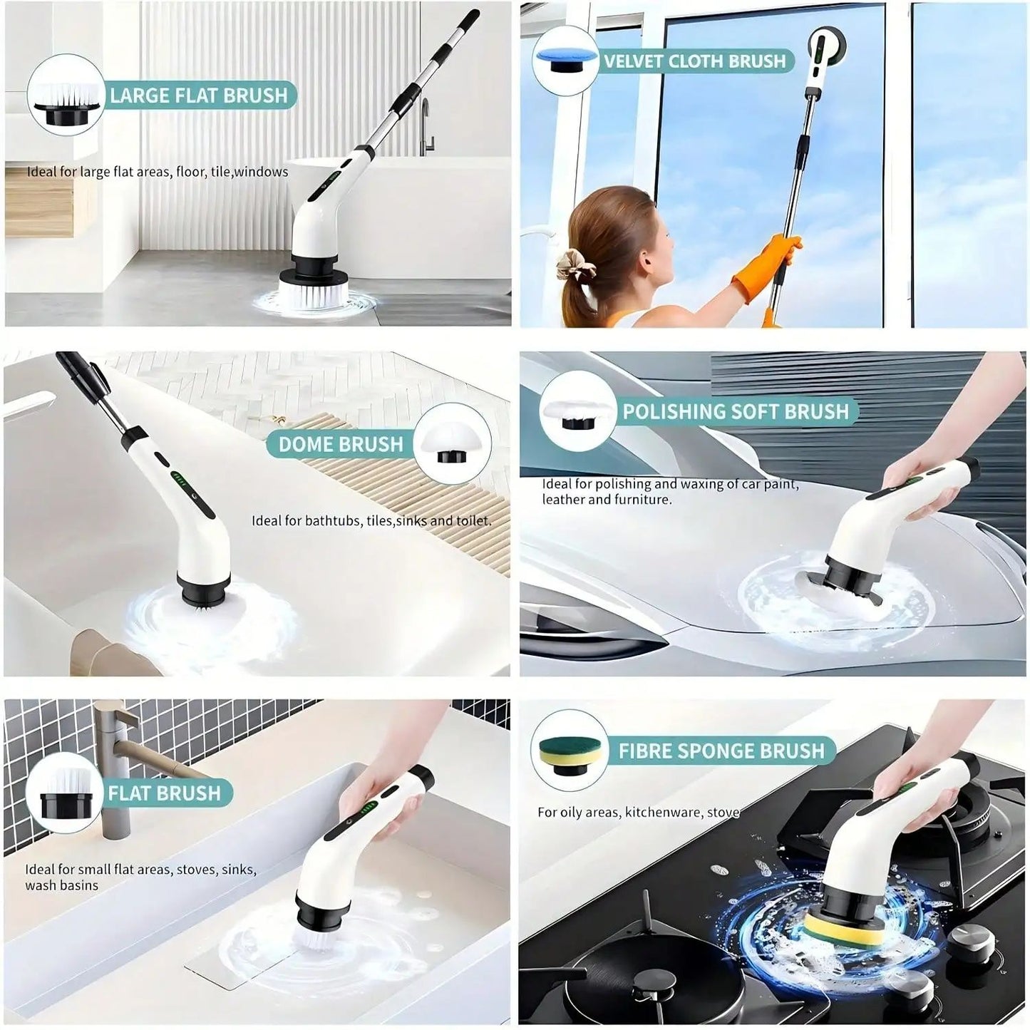 PUFTEM Cordless Electric Spin Scrubber with Battery Display