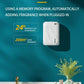 Smart automatic wall-mounted fragrance diffuser in modern bathroom, gold faucet, green wall