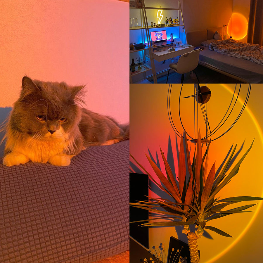 Smart RGB Sunset Projection Lamp – Tuya App & Remote Control LED Night Light