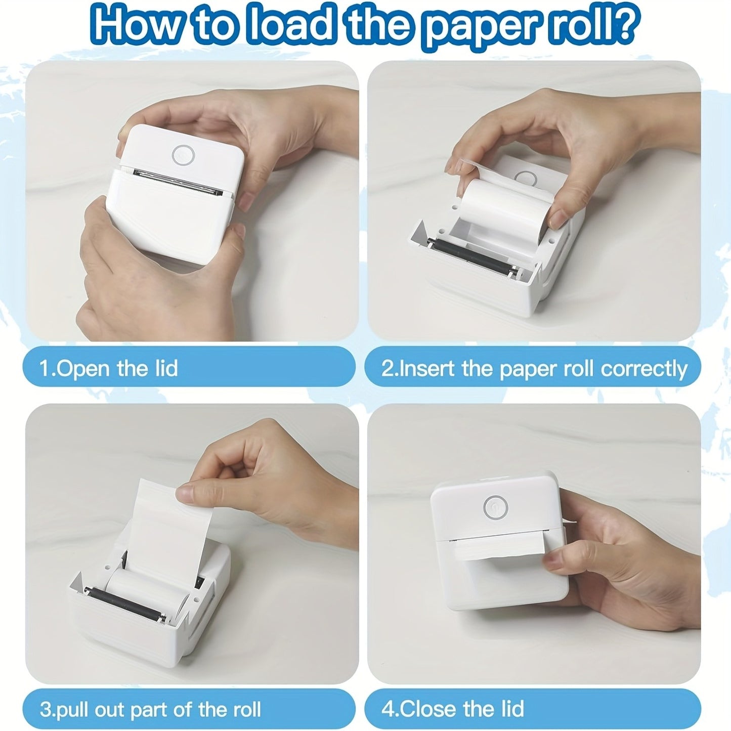 Wireless Mini Bluetooth Photo Printer – Portable Thermal Printer with 5 Sticker Rolls & 5 Thermal Paper Rolls