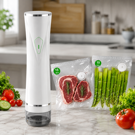 Portable Vacuum Sealer Set with Reusable Bags