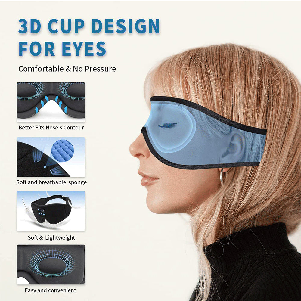 Bluetooth Sleep Headphones 3D Eye Mask – Wireless Music Sleeping Mask with HD Speakers