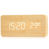 Wooden LED Digital Alarm Clock – Temperature Display Bedside & Desk Clock