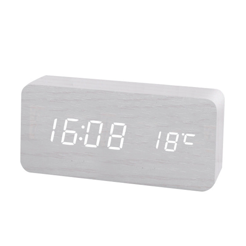 Wooden LED Digital Alarm Clock – Temperature Display Bedside & Desk Clock