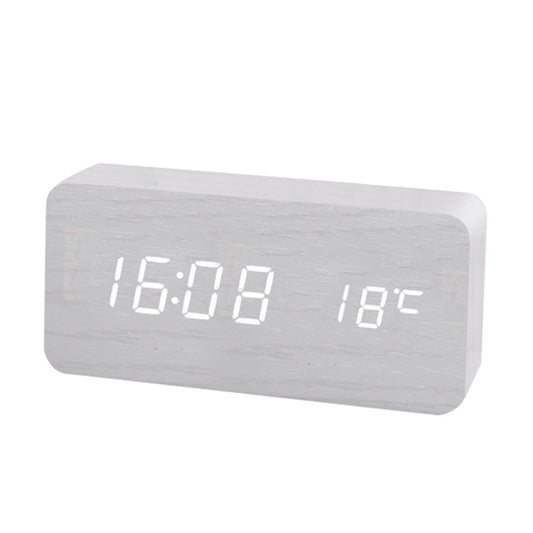 Wooden LED Digital Alarm Clock – Temperature Display Bedside & Desk Clock