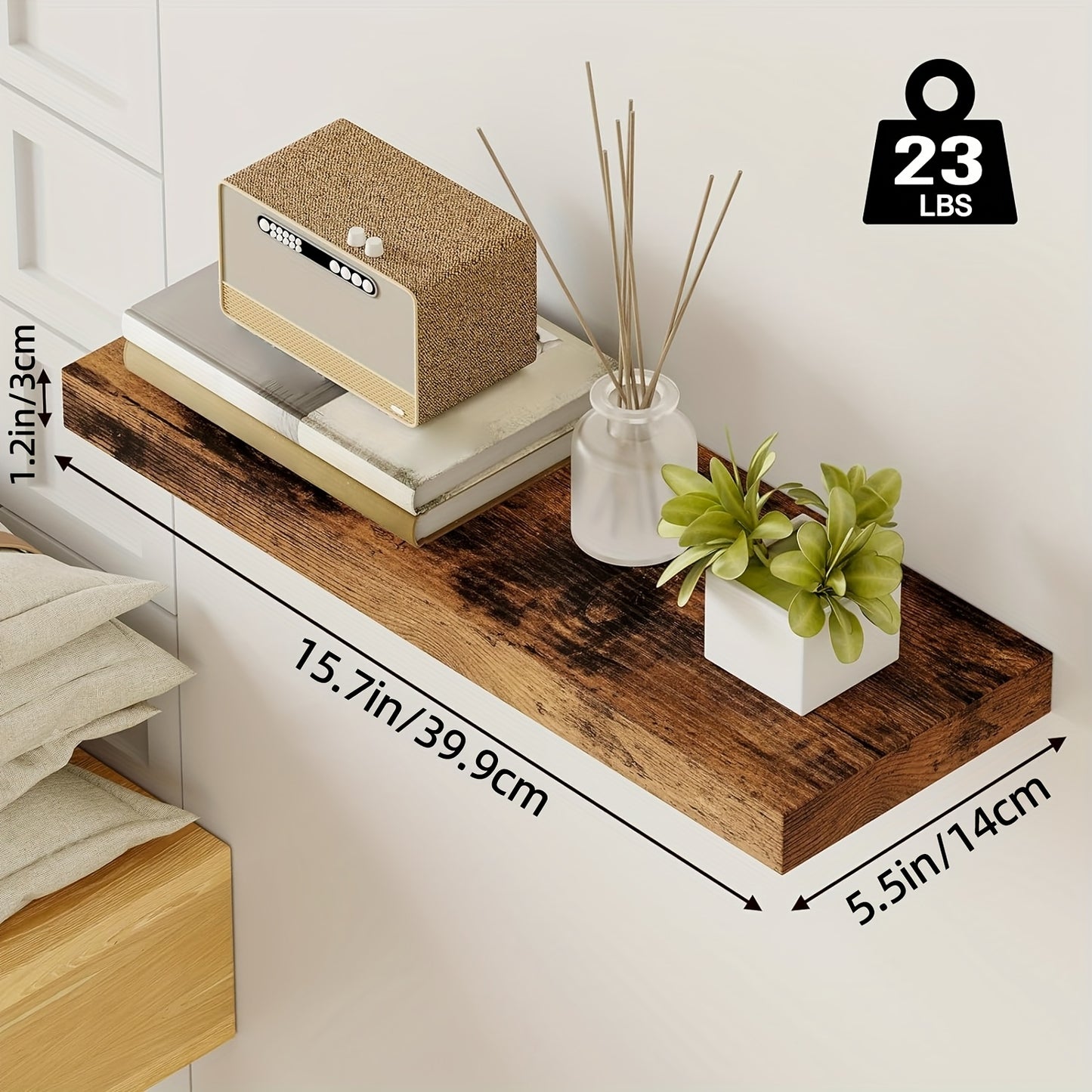 Floating Wooden Wall Shelves Set (2/4/6 PCS) – Modern Wall-Mounted Storage Shelves