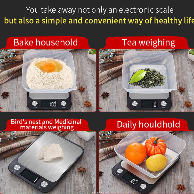 15kg Digital Kitchen Scale – 1g Precision Stainless Steel Food & Coffee Weighing Scale
