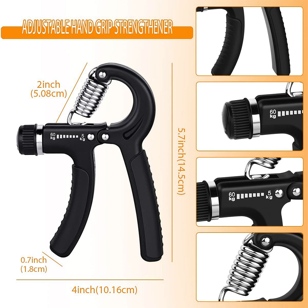 Adjustable Hand Grip Strengthener 5–60kg – Grip Strength Trainer with Finger Exerciser