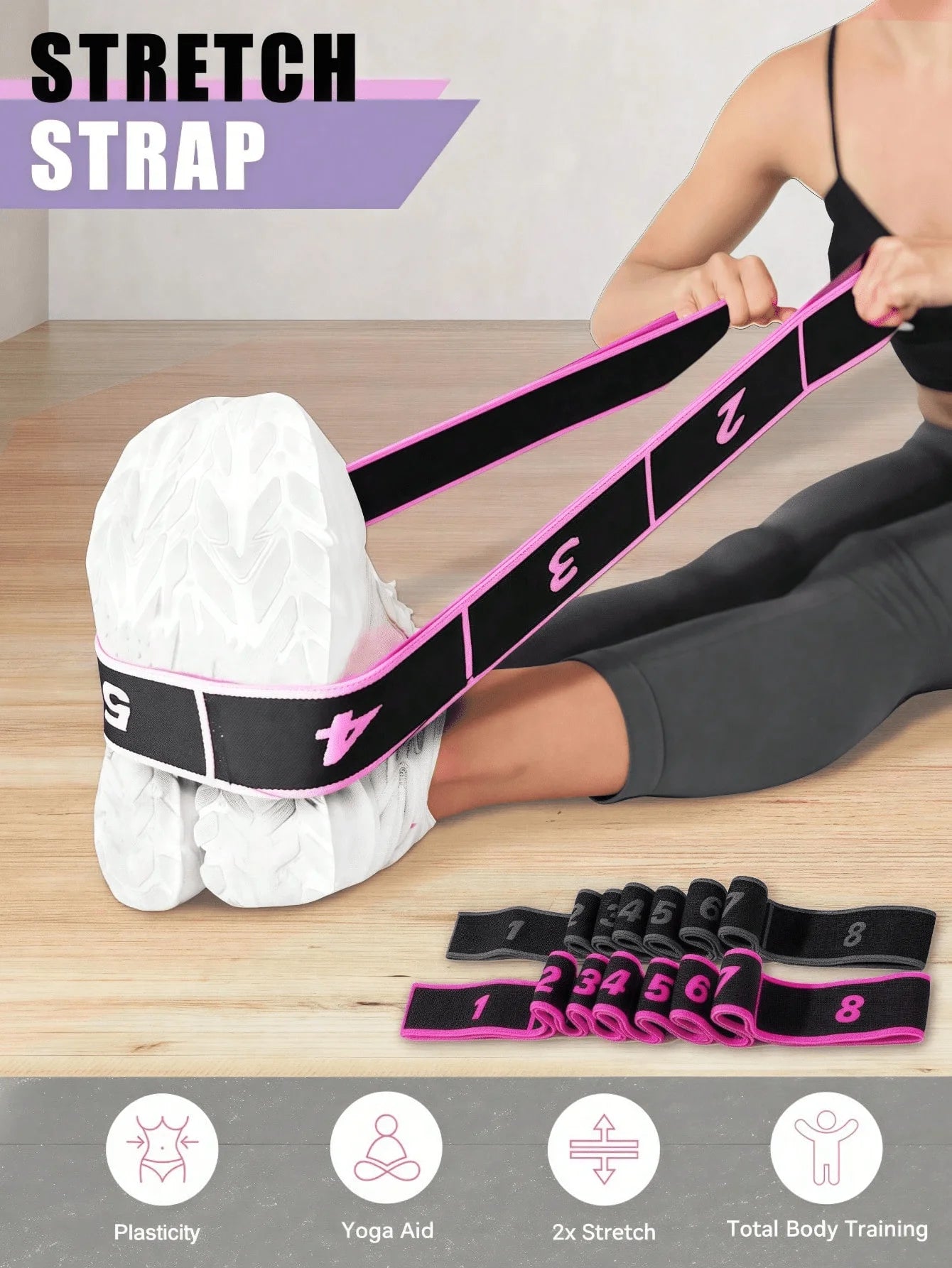 8-Shaped Yoga Stretch Band – Elastic Resistance Band for Yoga, Pilates & Dance