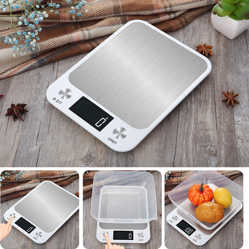 15kg Digital Kitchen Scale – 1g Precision Stainless Steel Food & Coffee Weighing Scale