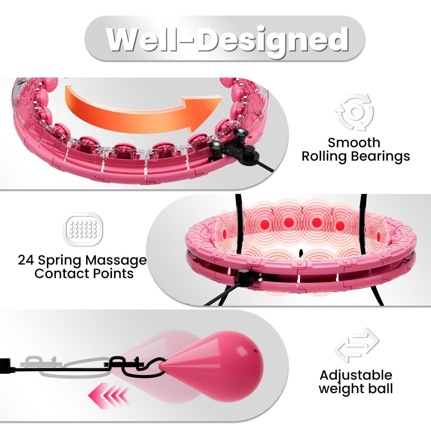 Smart Weighted Infinity Fitness Hoop – Adjustable 2-in-1 Exercise Hoop with 24 Detachable Links