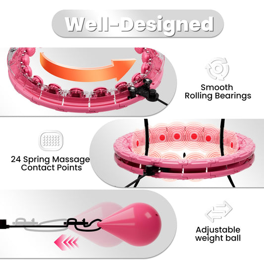 Smart Weighted Infinity Fitness Hoop – Adjustable 2-in-1 Exercise Hoop with 24 Detachable Links