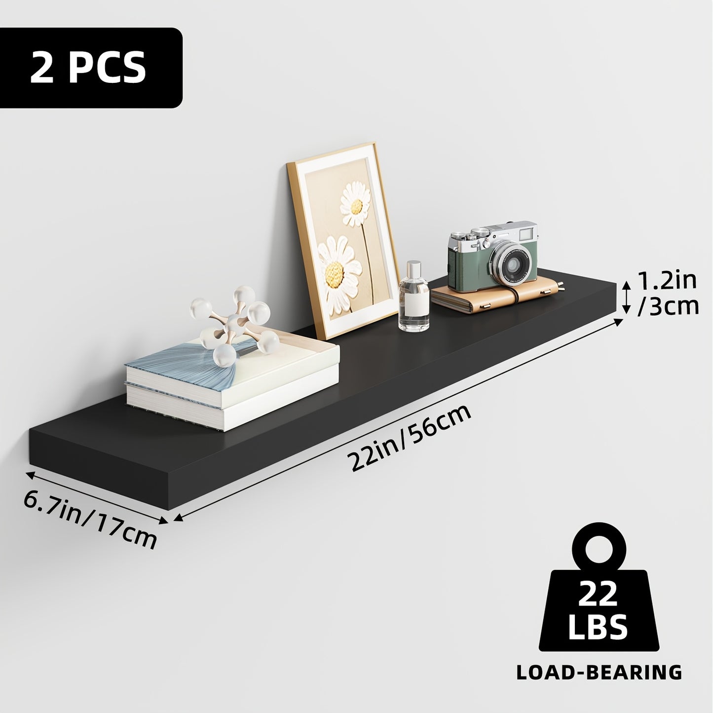 Floating Wooden Wall Shelves Set (2/4/6 PCS) – Modern Wall-Mounted Storage Shelves