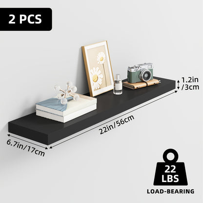Floating Wooden Wall Shelves Set (2/4/6 PCS) – Modern Wall-Mounted Storage Shelves