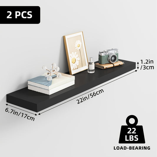 Floating Wooden Wall Shelves Set (2/4/6 PCS) – Modern Wall-Mounted Storage Shelves