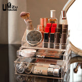Clear Acrylic Makeup Drawer Organizer – Stackable Modular Cosmetic & Jewelry Storage Box with Velvet Lining