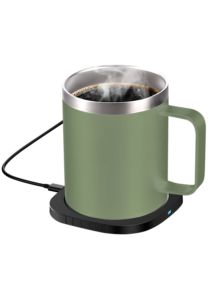 2-in-1 Coffee Mug Warmer & Wireless Charger – 55°C Constant Temperature Cup Warmer with Stainless Steel Mug