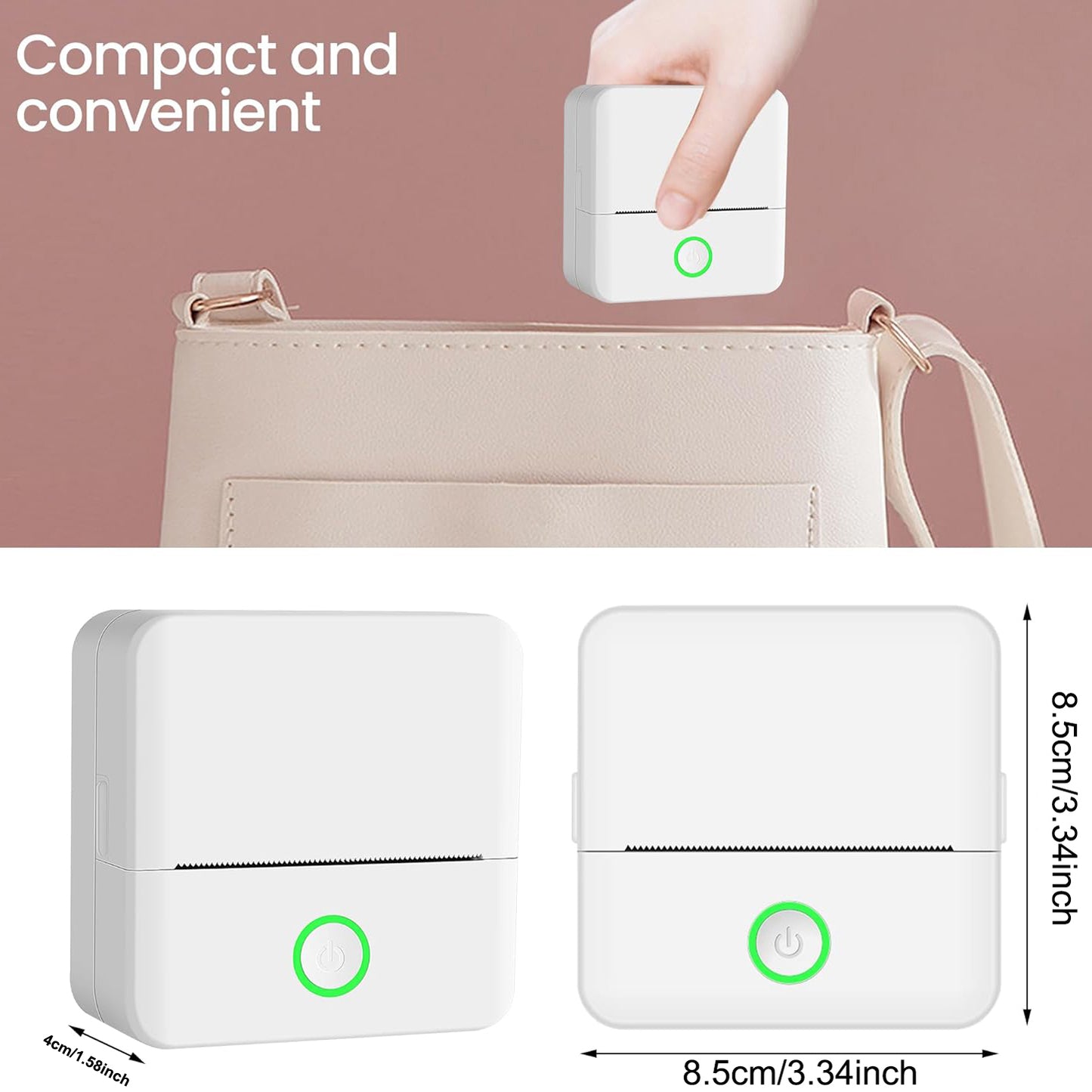 Wireless Mini Bluetooth Photo Printer – Portable Thermal Printer with 5 Sticker Rolls & 5 Thermal Paper Rolls