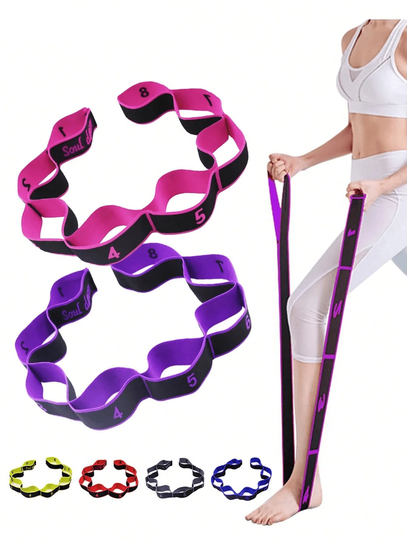 8-Shaped Yoga Stretch Band – Elastic Resistance Band for Yoga, Pilates & Dance