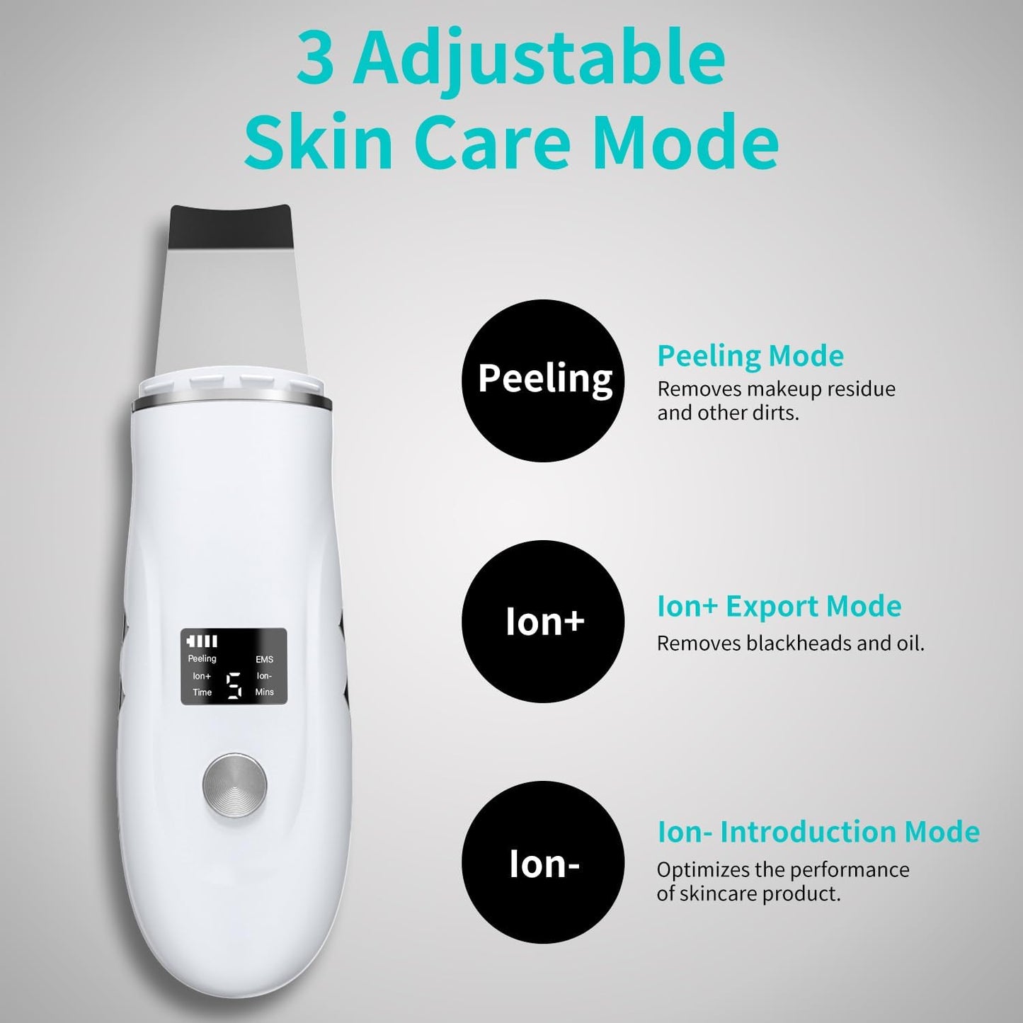 4-in-1 Ultrasonic Skin Spatula Face Scrubber – Deep Pore Blackhead Remover (White)