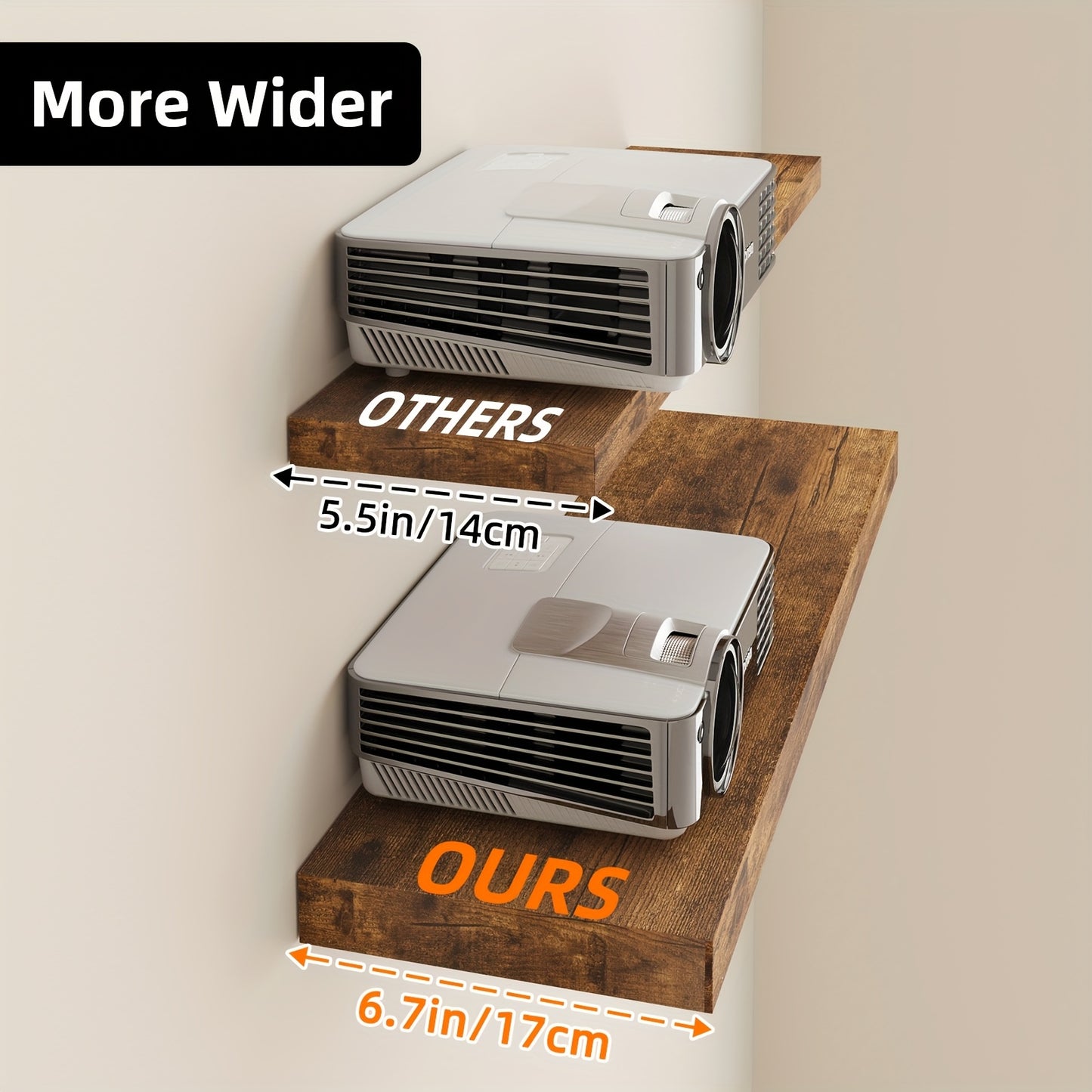 Floating Wooden Wall Shelves Set (2/4/6 PCS) – Modern Wall-Mounted Storage Shelves
