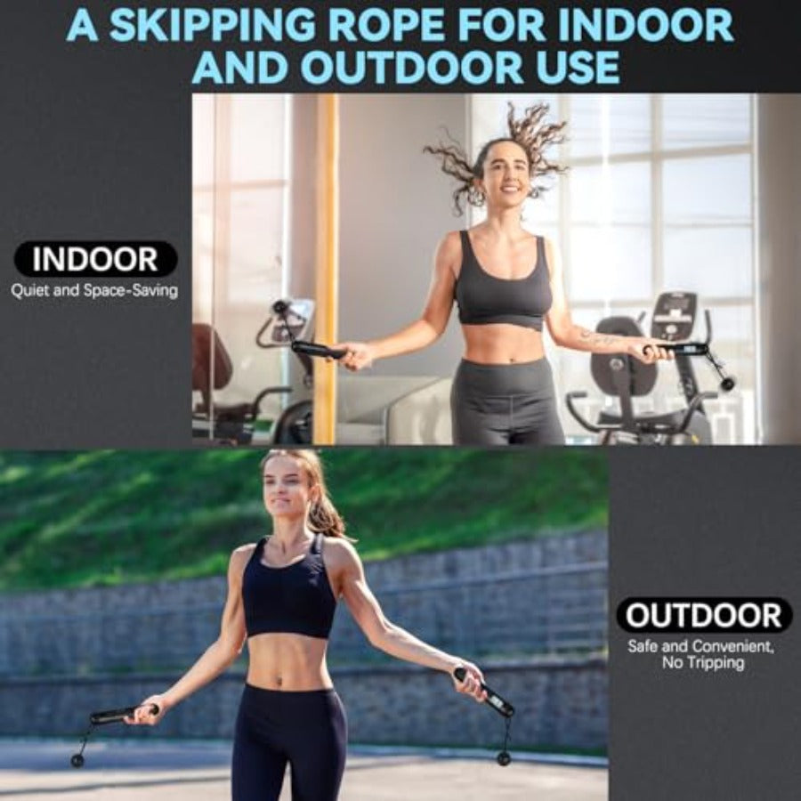 Adjustable Digital Jump Rope with Counter – Cordless Weighted Skipping Rope with Gravity Balls