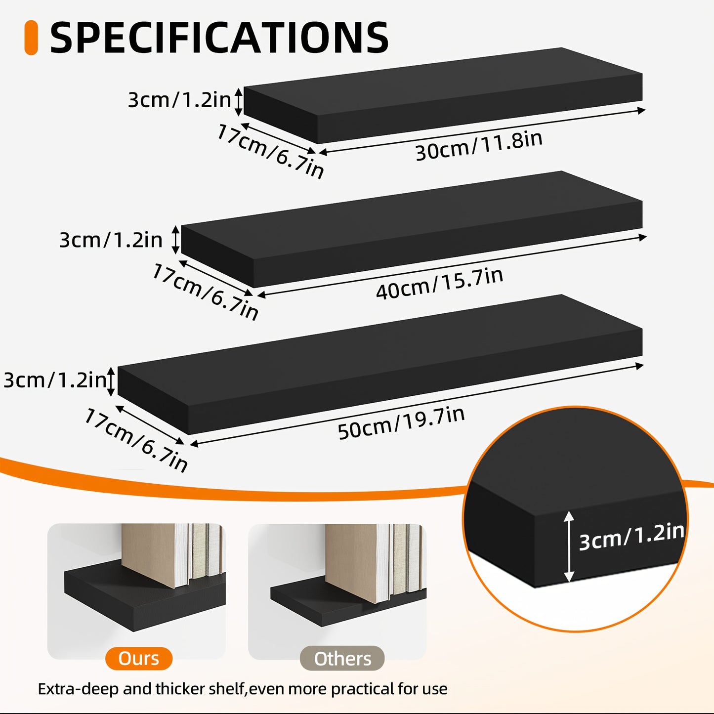 Floating Wooden Wall Shelves Set (2/4/6 PCS) – Modern Wall-Mounted Storage Shelves