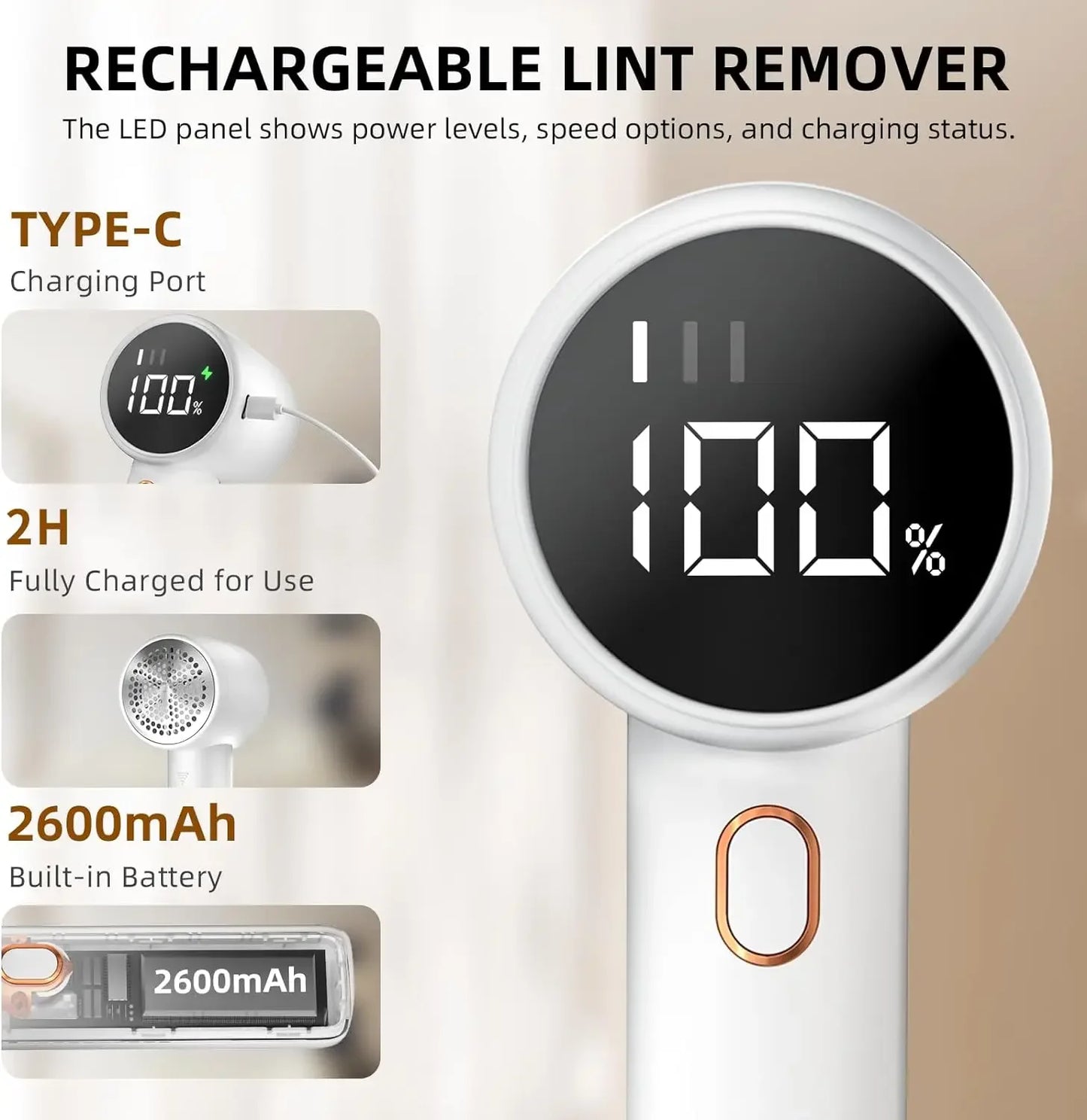 Rechargeable Electric Fabric Shaver – Portable Lint & Fuzz Remover with LED Display
