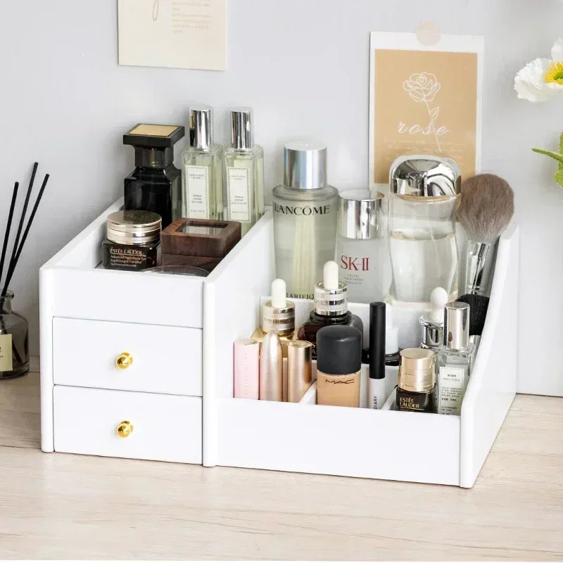 Luxury Clear Makeup Organizer with Drawers – Large Capacity Skincare & Cosmetic Storage Box