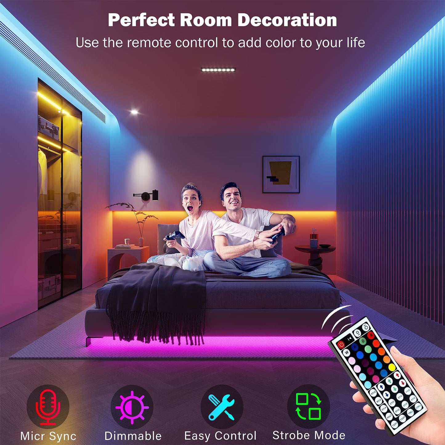 RGB LED Strip Lights with App Control – Flexible Color Changing Room Lights