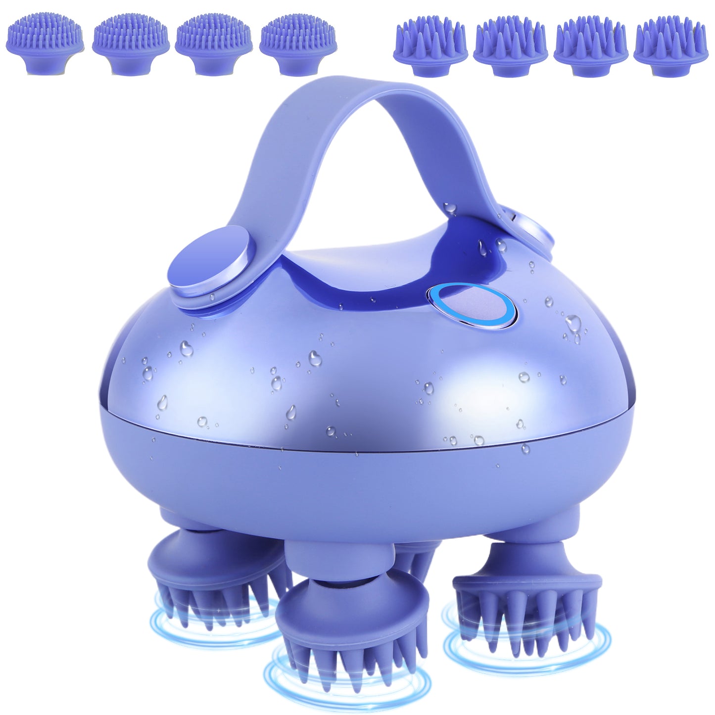 Electric Scalp Massager with 8 Silicone Massage Heads – 3 Massage Modes