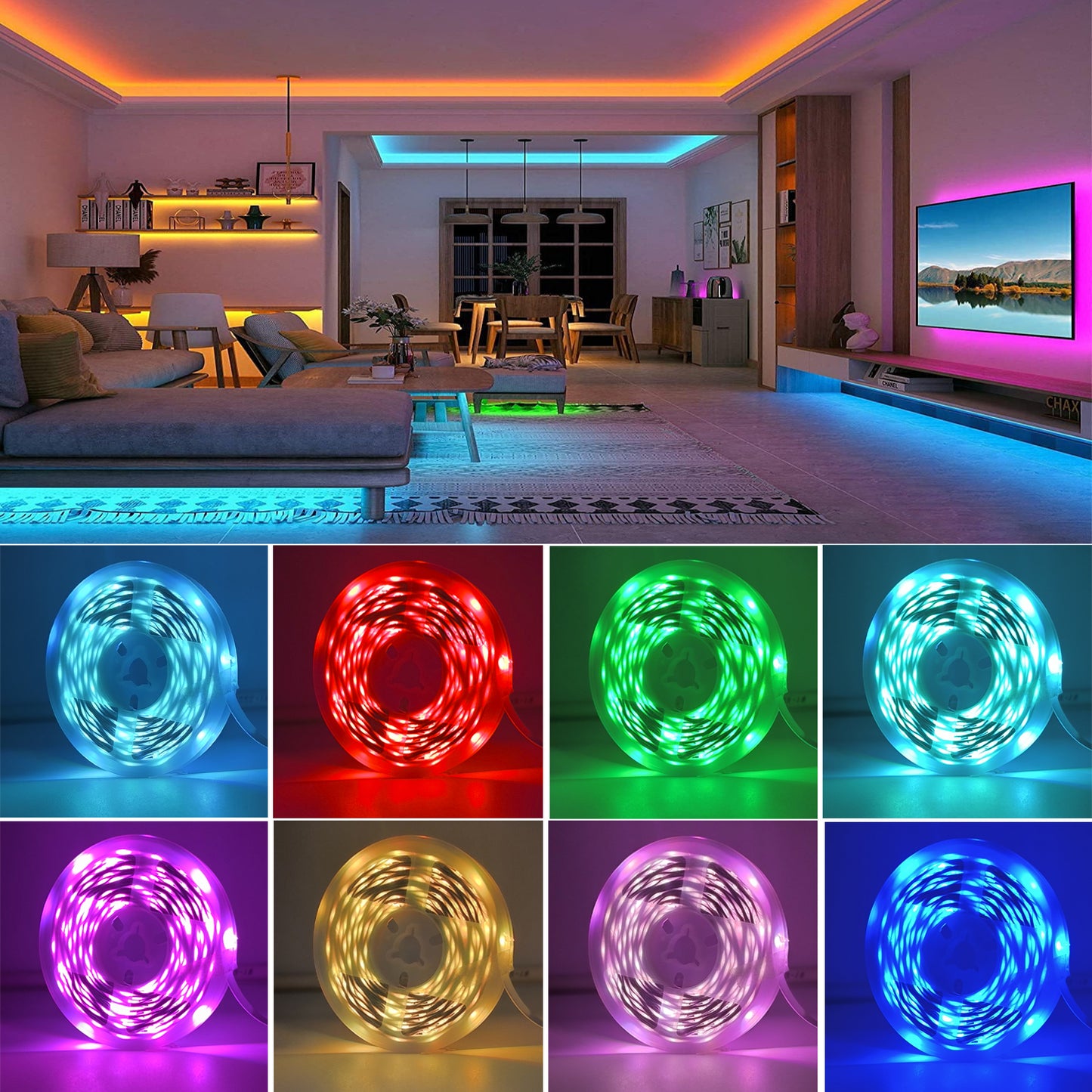 RGB LED Strip Lights with App Control – Flexible Color Changing Room Lights