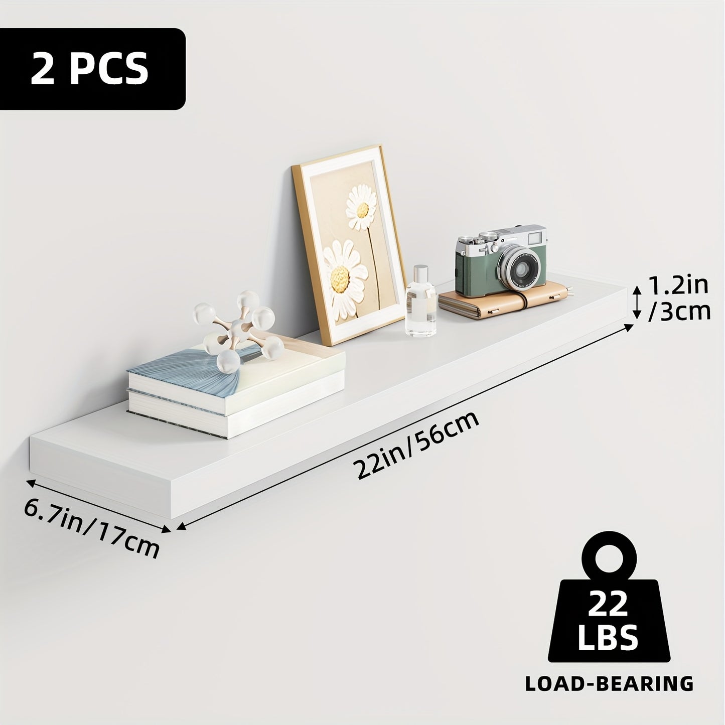 Floating Wooden Wall Shelves Set (2/4/6 PCS) – Modern Wall-Mounted Storage Shelves