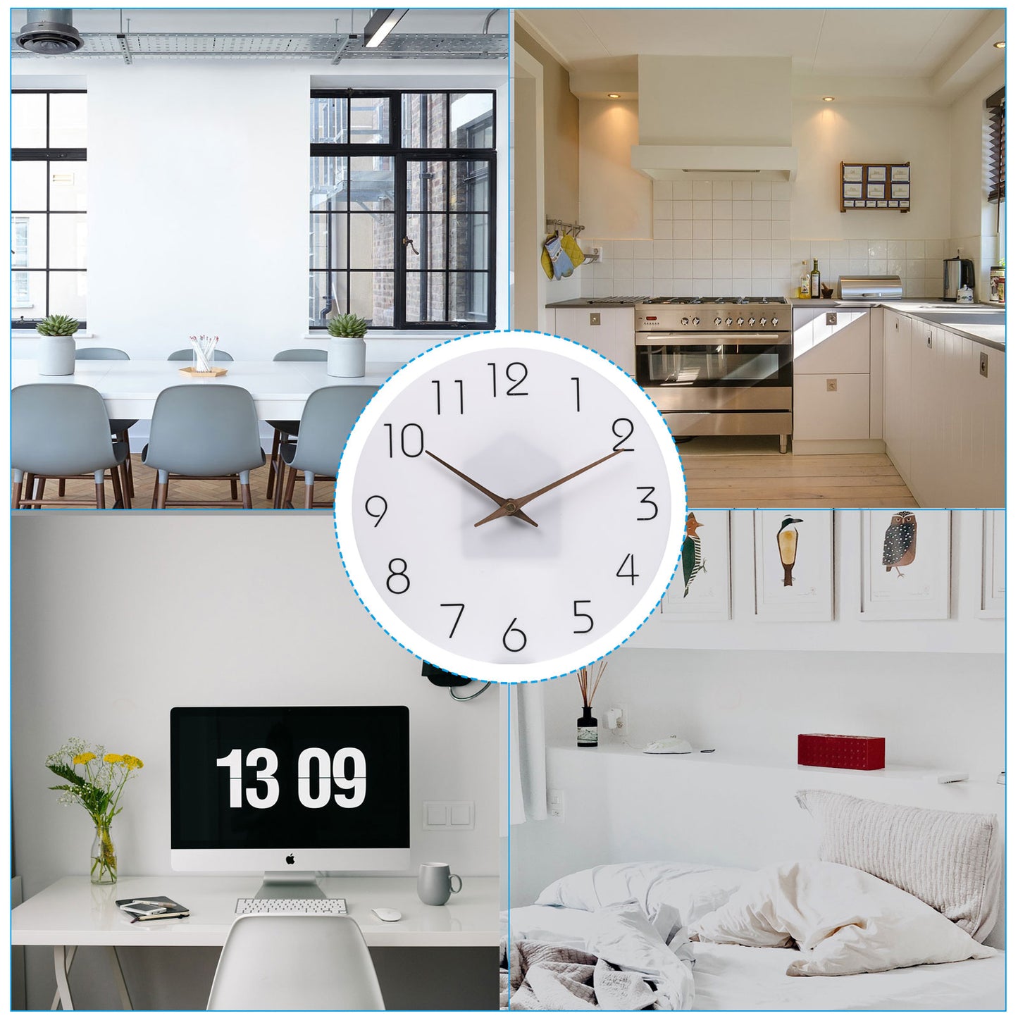 12/14 Inch Silent Wooden Wall Clock – Modern Non-Ticking Decorative Clock